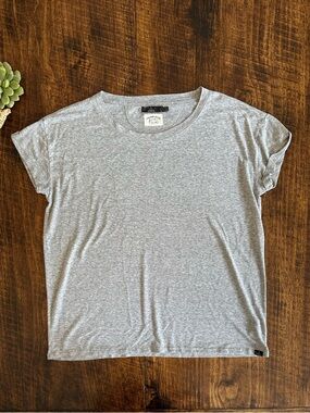 PrAna | Cozy Up Hemp Blend Heathered Gray Short Sleeve Tee, Size L